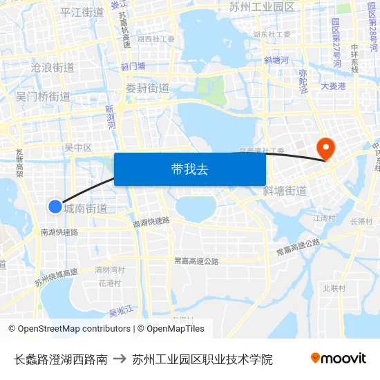长蠡路澄湖西路南 to 苏州工业园区职业技术学院 map