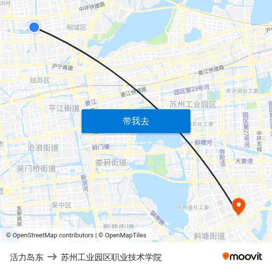 活力岛东 to 苏州工业园区职业技术学院 map