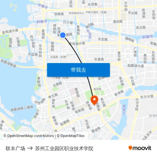 联丰广场 to 苏州工业园区职业技术学院 map
