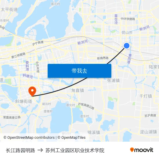 长江路园明路 to 苏州工业园区职业技术学院 map