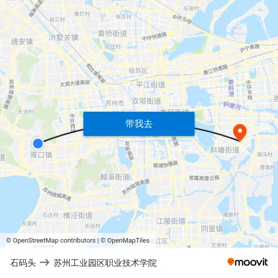 石码头 to 苏州工业园区职业技术学院 map