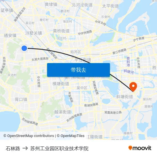 石林路 to 苏州工业园区职业技术学院 map