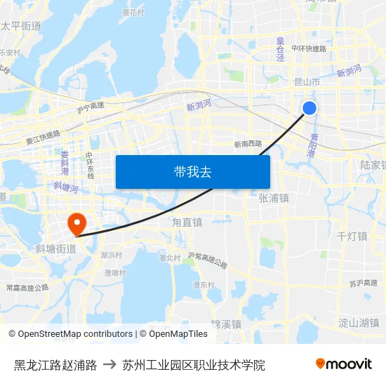 黑龙江路赵浦路 to 苏州工业园区职业技术学院 map