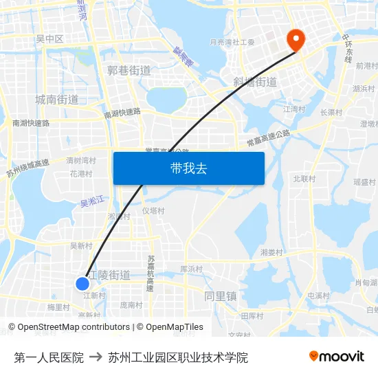 第一人民医院 to 苏州工业园区职业技术学院 map