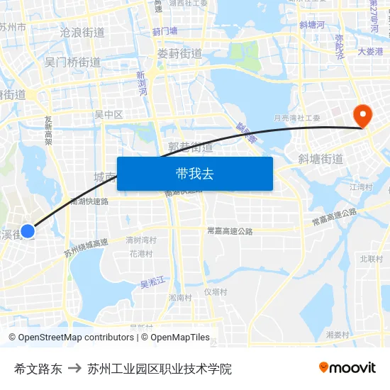 希文路东 to 苏州工业园区职业技术学院 map
