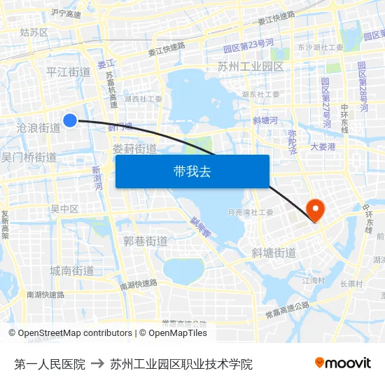 第一人民医院 to 苏州工业园区职业技术学院 map