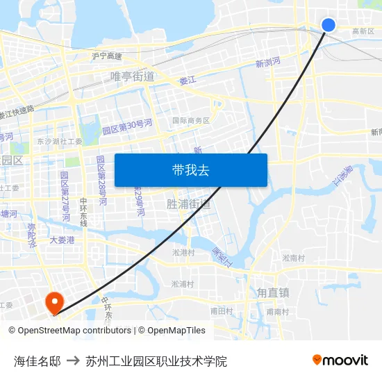 海佳名邸 to 苏州工业园区职业技术学院 map