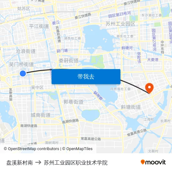 盘溪新村南 to 苏州工业园区职业技术学院 map