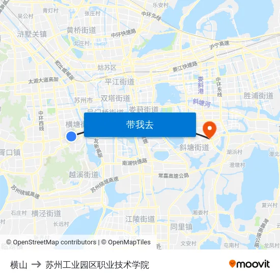 横山 to 苏州工业园区职业技术学院 map