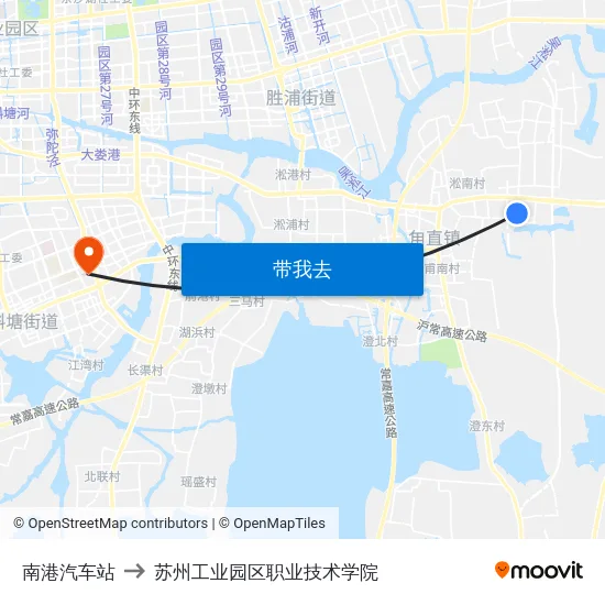南港汽车站 to 苏州工业园区职业技术学院 map