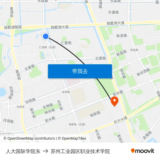 人大国际学院东 to 苏州工业园区职业技术学院 map
