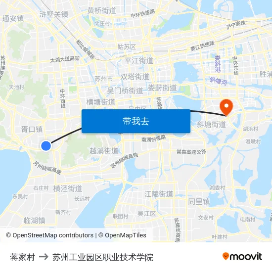 蒋家村 to 苏州工业园区职业技术学院 map