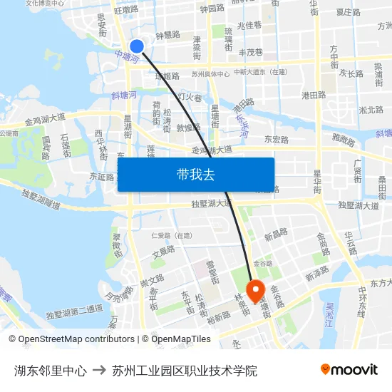 湖东邻里中心 to 苏州工业园区职业技术学院 map
