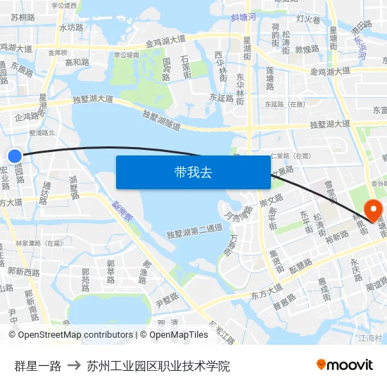 群星一路 to 苏州工业园区职业技术学院 map