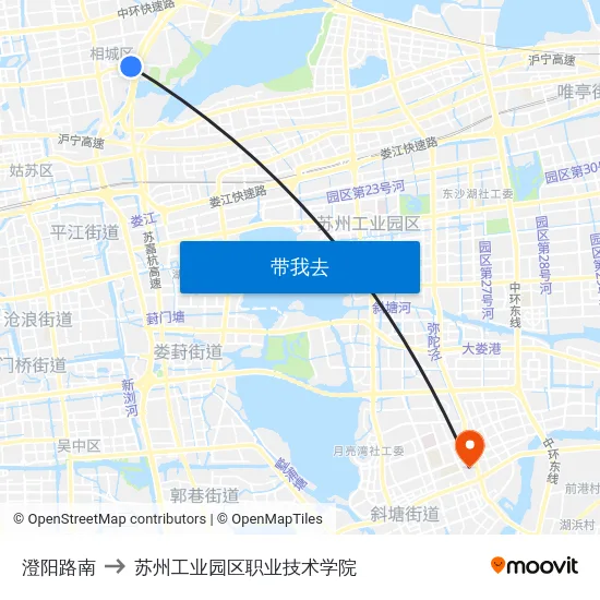 澄阳路南 to 苏州工业园区职业技术学院 map