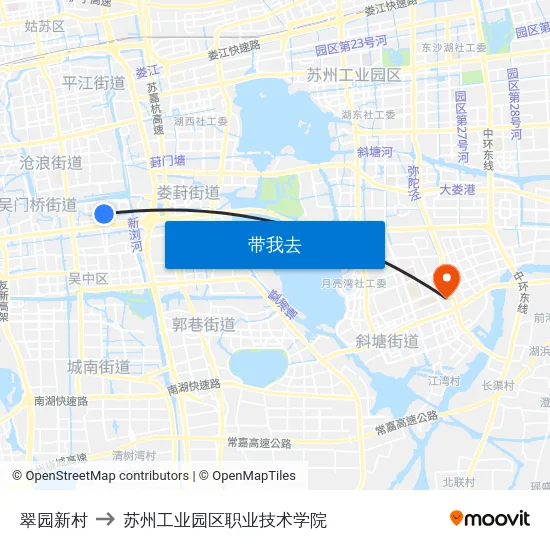 翠园新村 to 苏州工业园区职业技术学院 map
