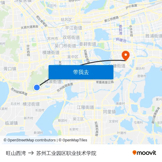 旺山西湾 to 苏州工业园区职业技术学院 map