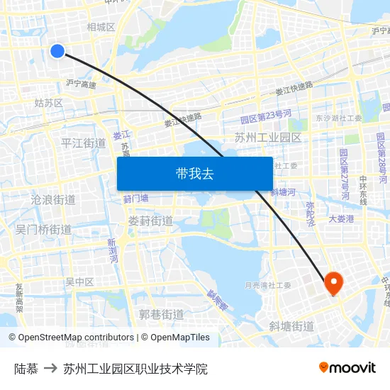 陆慕 to 苏州工业园区职业技术学院 map