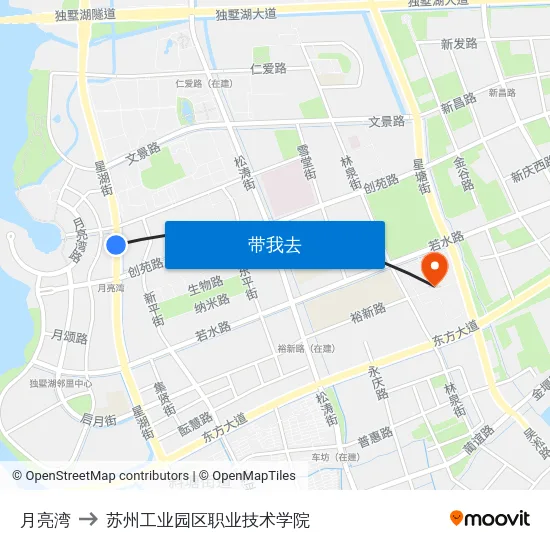 月亮湾 to 苏州工业园区职业技术学院 map