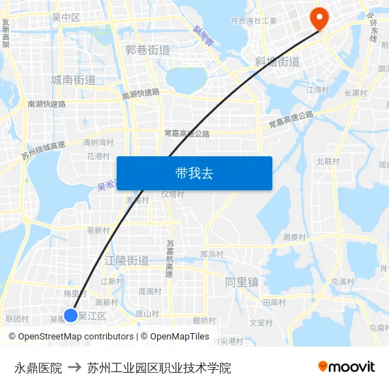 永鼎医院 to 苏州工业园区职业技术学院 map