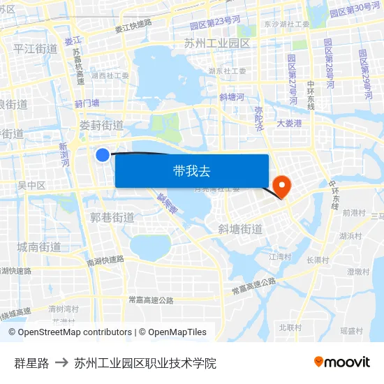 群星路 to 苏州工业园区职业技术学院 map