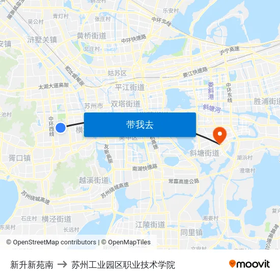 新升新苑南 to 苏州工业园区职业技术学院 map