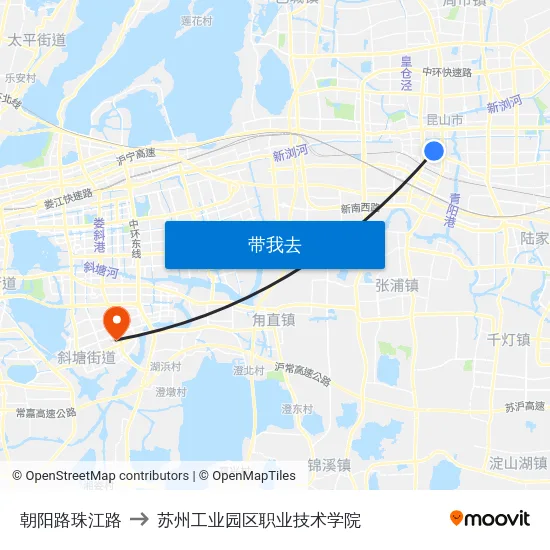 朝阳路珠江路 to 苏州工业园区职业技术学院 map