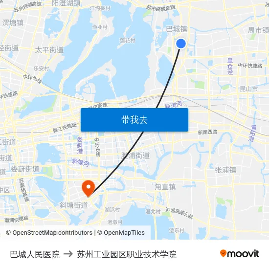 巴城人民医院 to 苏州工业园区职业技术学院 map