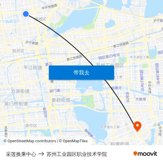 采莲换乘中心 to 苏州工业园区职业技术学院 map