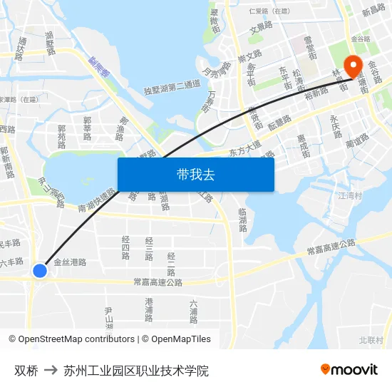 双桥 to 苏州工业园区职业技术学院 map