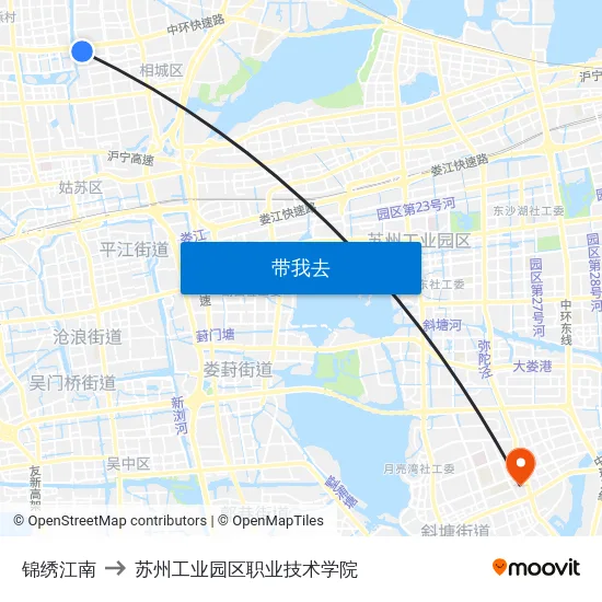 锦绣江南 to 苏州工业园区职业技术学院 map