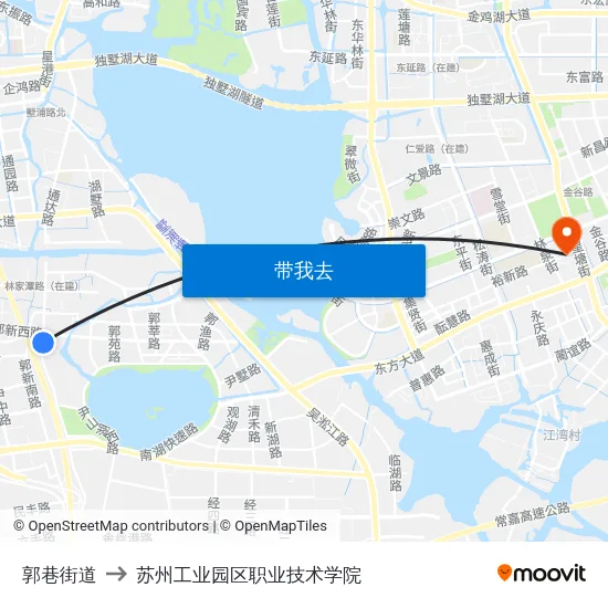 郭巷街道 to 苏州工业园区职业技术学院 map