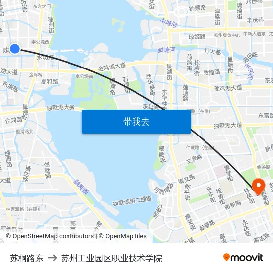 苏桐路东 to 苏州工业园区职业技术学院 map