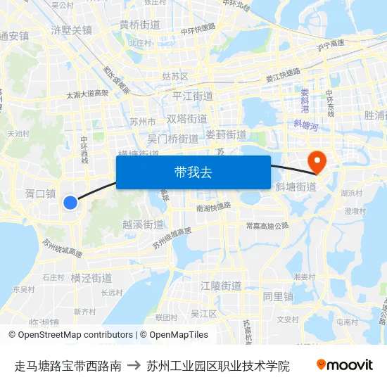 走马塘路宝带西路南 to 苏州工业园区职业技术学院 map