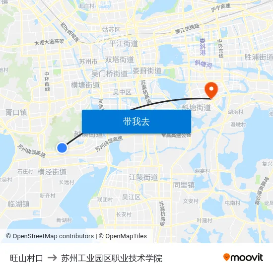 旺山村口 to 苏州工业园区职业技术学院 map