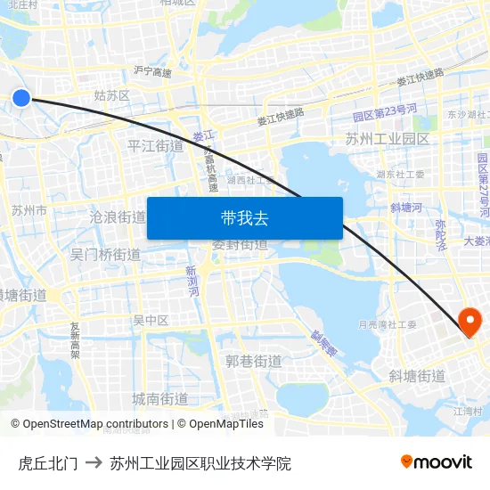 虎丘北门 to 苏州工业园区职业技术学院 map