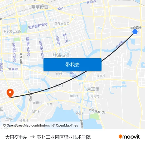 大同变电站 to 苏州工业园区职业技术学院 map
