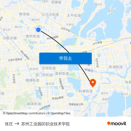 张庄 to 苏州工业园区职业技术学院 map