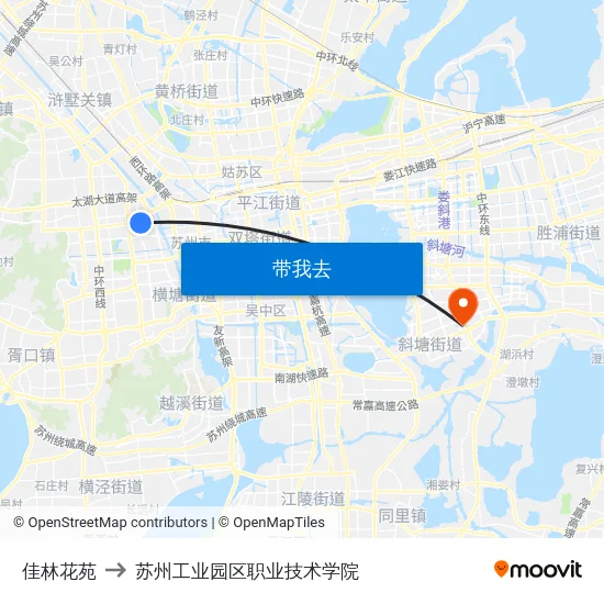 佳林花苑 to 苏州工业园区职业技术学院 map