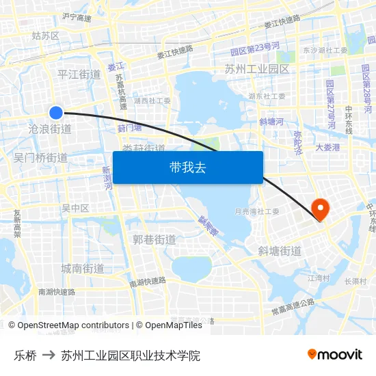 乐桥 to 苏州工业园区职业技术学院 map