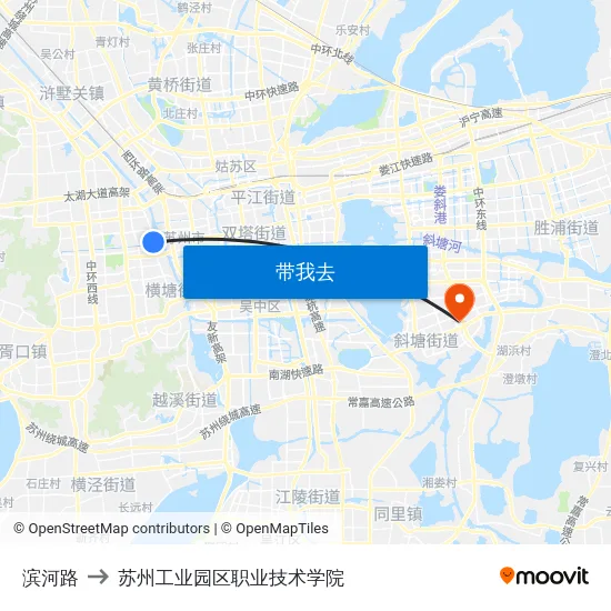 滨河路 to 苏州工业园区职业技术学院 map