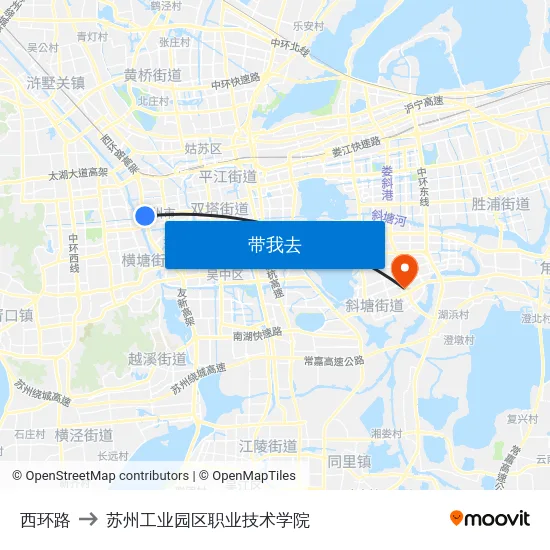 西环路 to 苏州工业园区职业技术学院 map