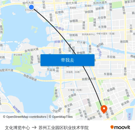 文化博览中心 to 苏州工业园区职业技术学院 map