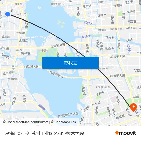 星海广场 to 苏州工业园区职业技术学院 map