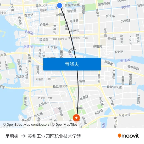 星塘街 to 苏州工业园区职业技术学院 map