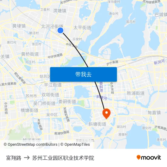 富翔路 to 苏州工业园区职业技术学院 map
