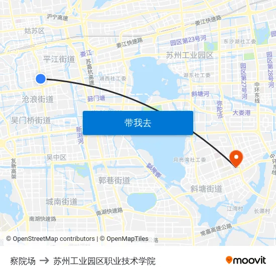 察院场 to 苏州工业园区职业技术学院 map
