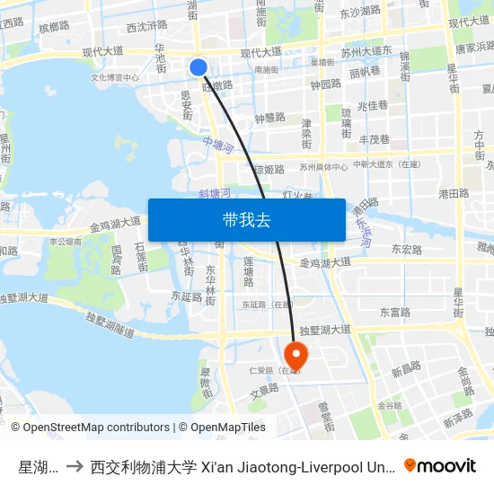 星湖街 to 西交利物浦大学 Xi'an Jiaotong-Liverpool University map