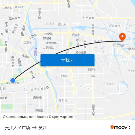 吴江人民广场 to 吴江 map