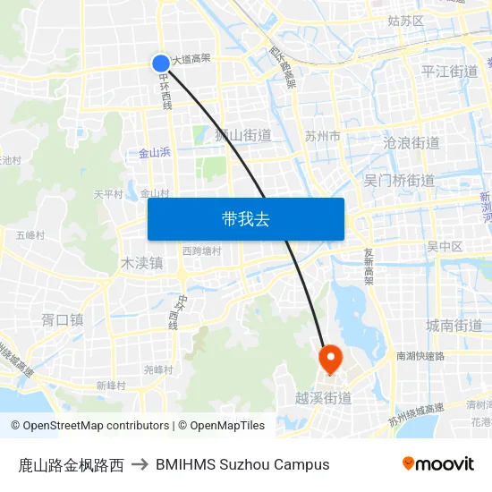 鹿山路金枫路西 to BMIHMS Suzhou Campus map